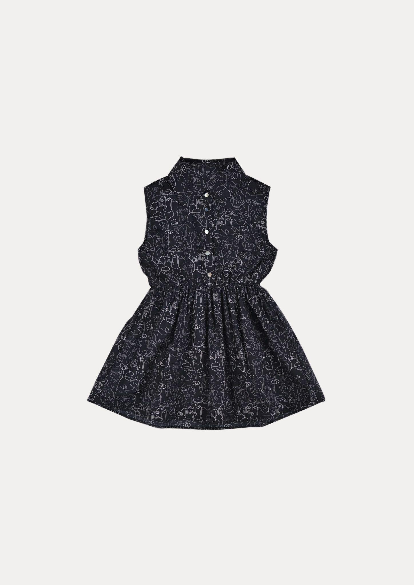 Nosleeve Liner Pattern Cotton Mini Dress M&7